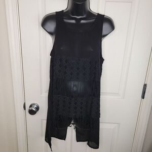 Astr the Label black lace high low open back Tank top small